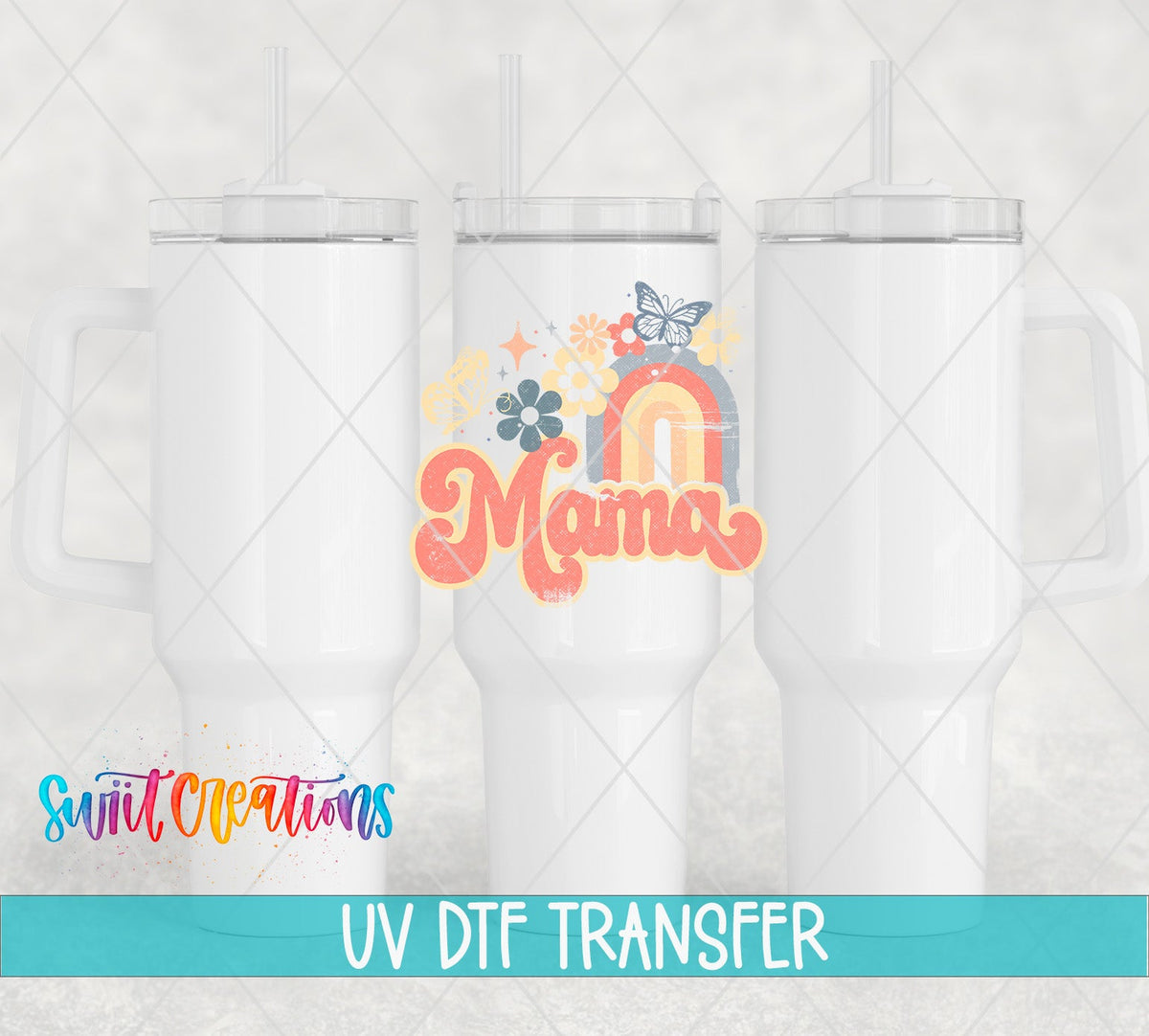 Mama Rainbow Floral UV DTF Cup Decal | UV704 - Swiit Creations