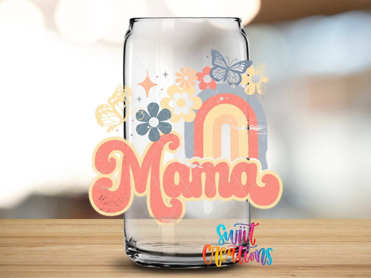 Mama Rainbow Floral UV DTF Cup Decal | UV704 - Swiit Creations