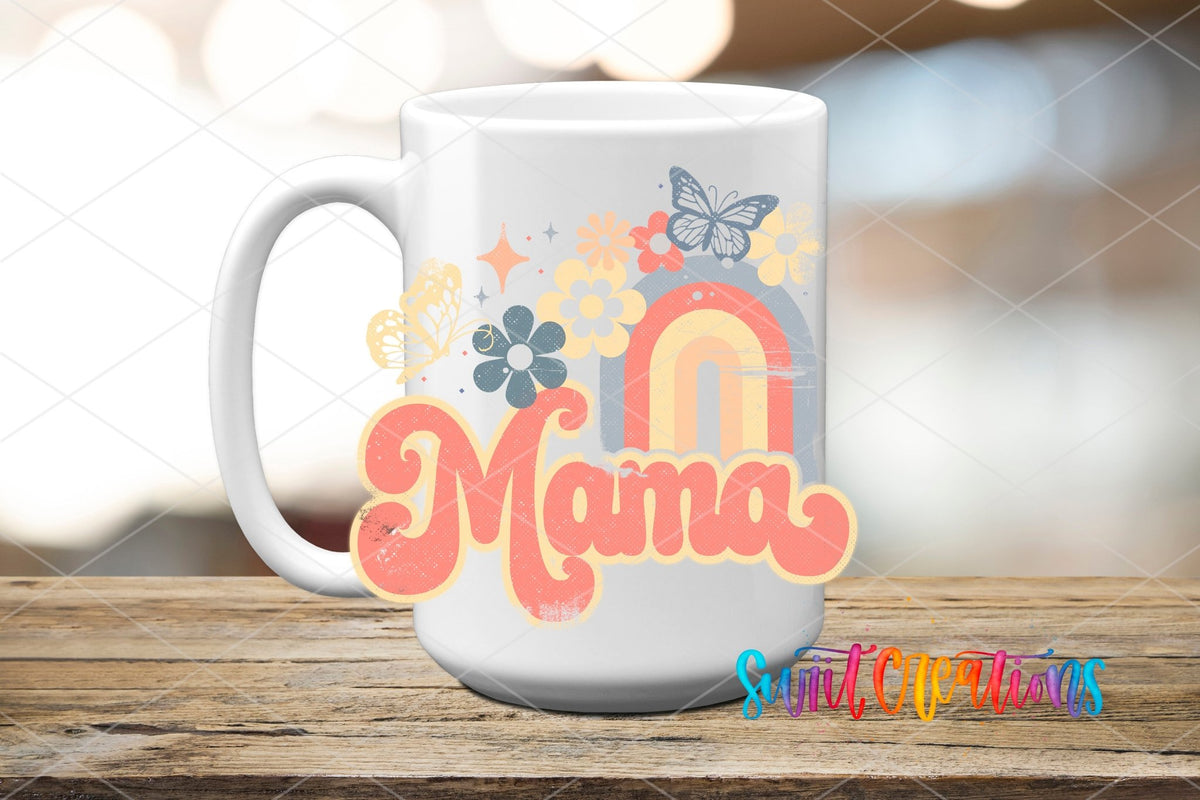 Mama Rainbow Floral UV DTF Cup Decal | UV704 - Swiit Creations