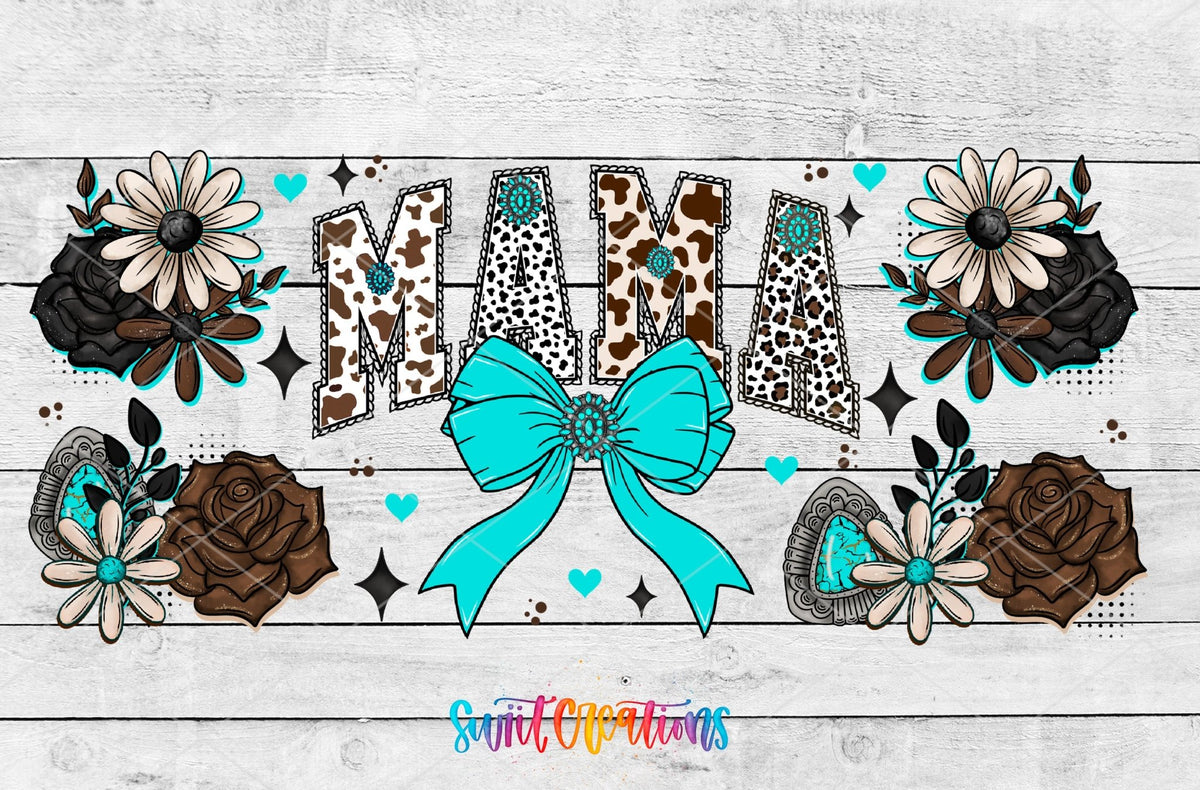 Mama UV DTF Decal Cow Print Bow Floral Country Style | DTF315 - Swiit Creations