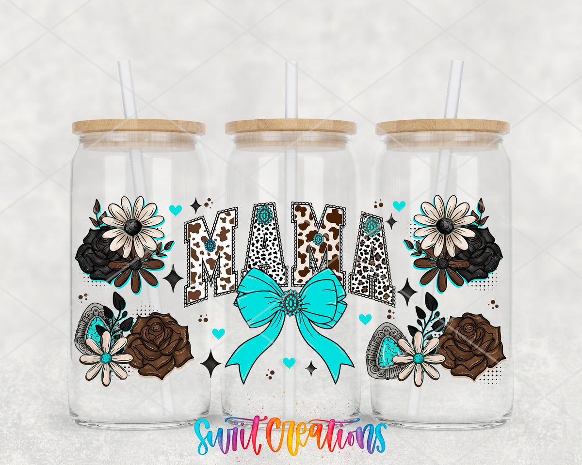 Mama UV DTF Decal Cow Print Bow Floral Country Style | DTF315 - Swiit Creations