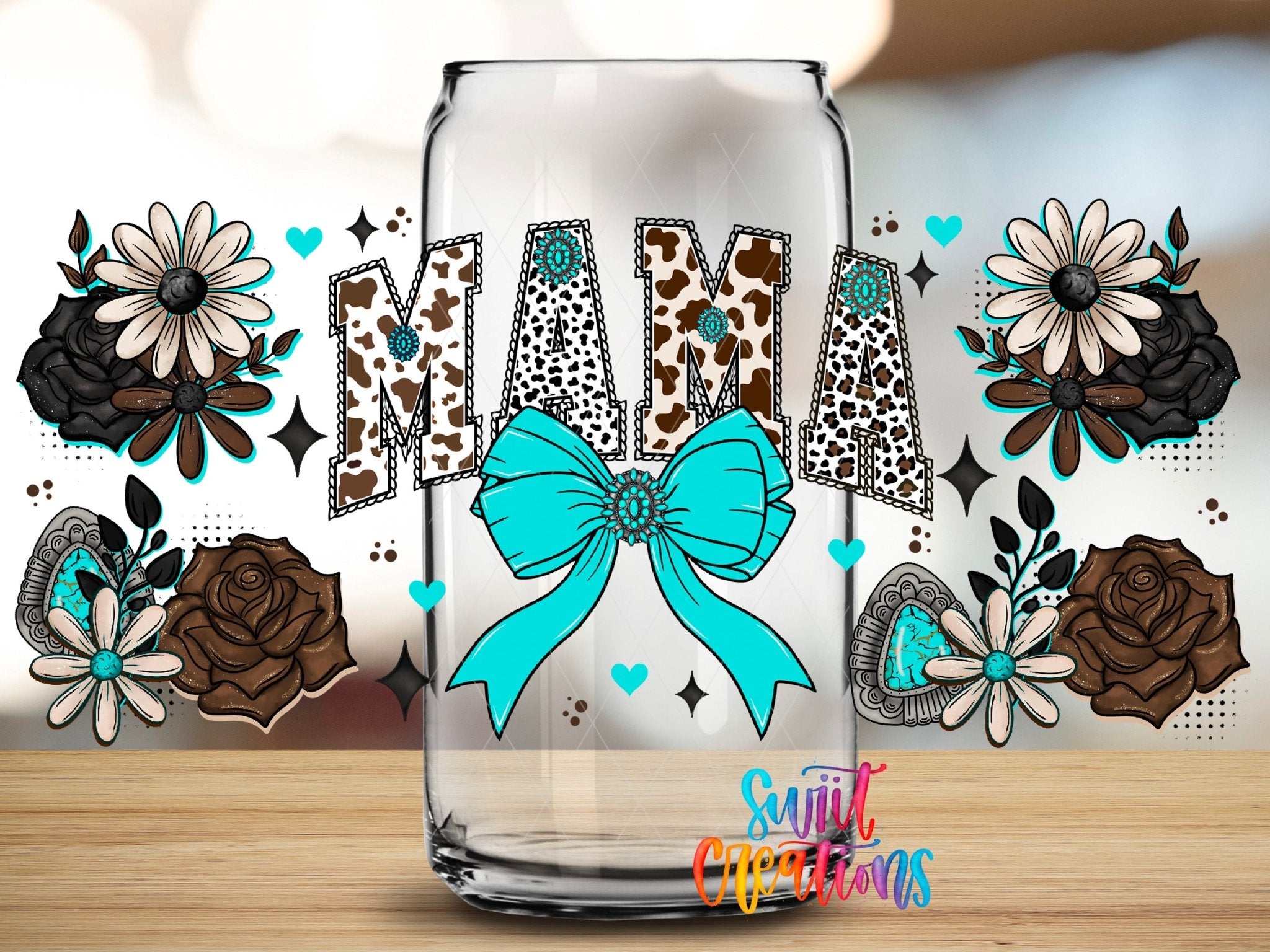 Mama UV DTF Decal Cow Print Bow Floral Country Style | DTF315 - Swiit Creations