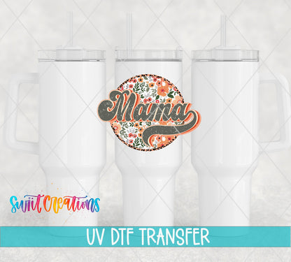 Mama UV DTF Decal | Floral Retro Leopard Glass Can Wrap | UV624 - Swiit Creations