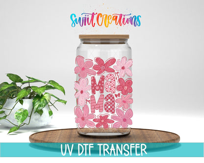 Mama UV DTF transfer displayed on a clear jar mockup from Swiit Creations