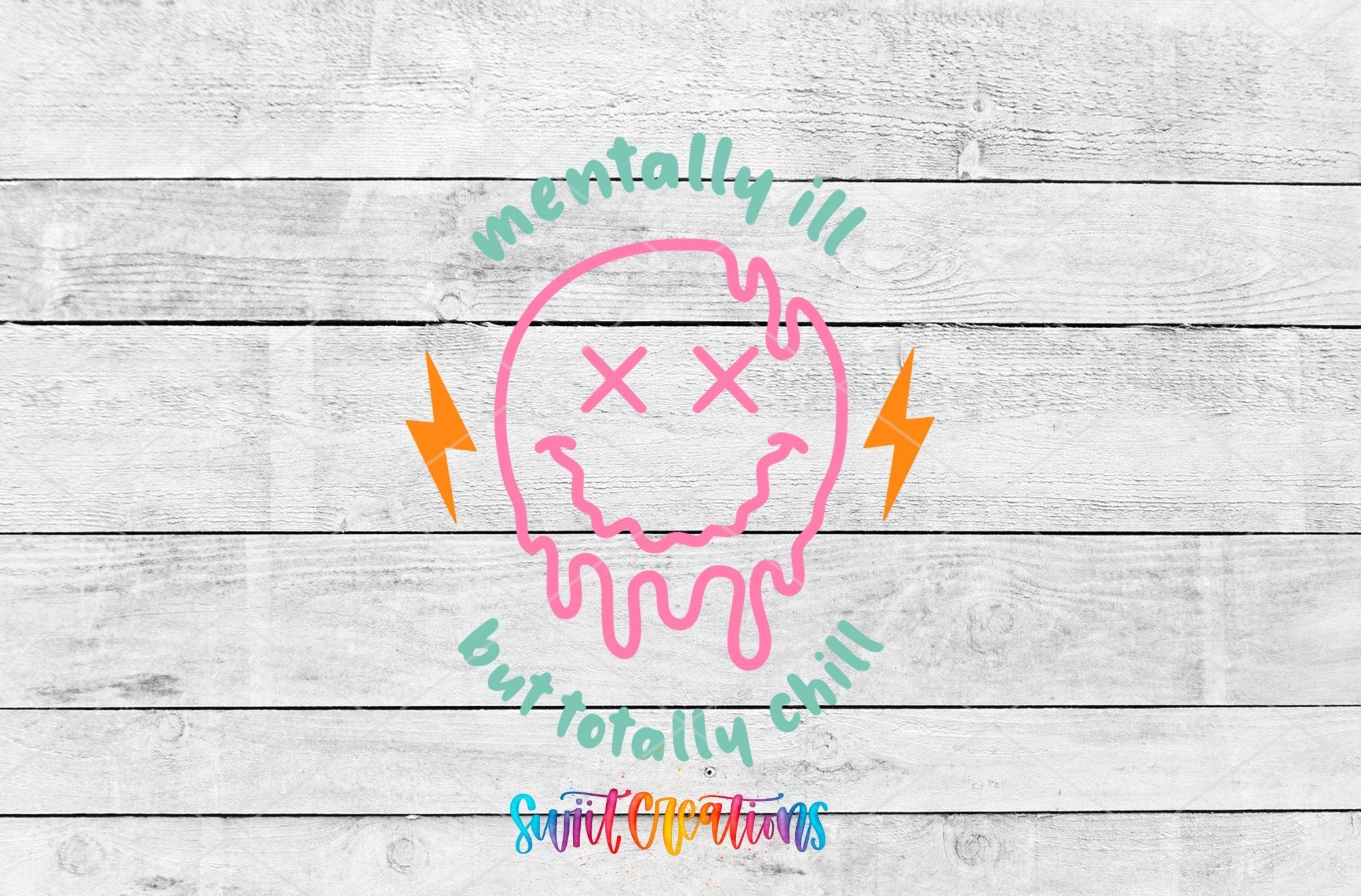 Mentally Ill But Totally Chill Motel Keychain UV DTF Transfer | Funny Retro Skull Decal | MK2069 - Swiit Creations