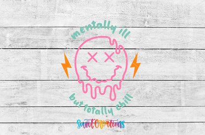 Mentally Ill But Totally Chill Motel Keychain UV DTF Transfer | Funny Retro Skull Decal | MK2069 - Swiit Creations