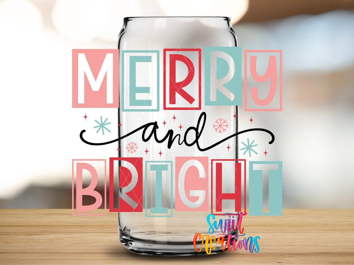 Merry and Bright Christmas UV DTF Cup Decal | UV1139 - Swiit Creations