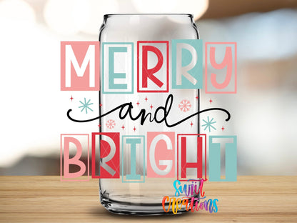 Merry and Bright Christmas UV DTF Cup Decal | UV1139 - Swiit Creations