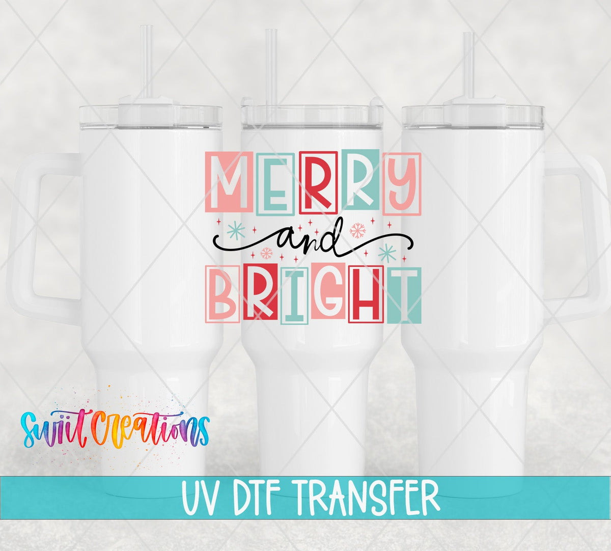 Merry and Bright Christmas UV DTF Cup Decal | UV1139 - Swiit Creations