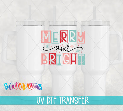 Merry and Bright Christmas UV DTF Cup Decal | UV1139 - Swiit Creations
