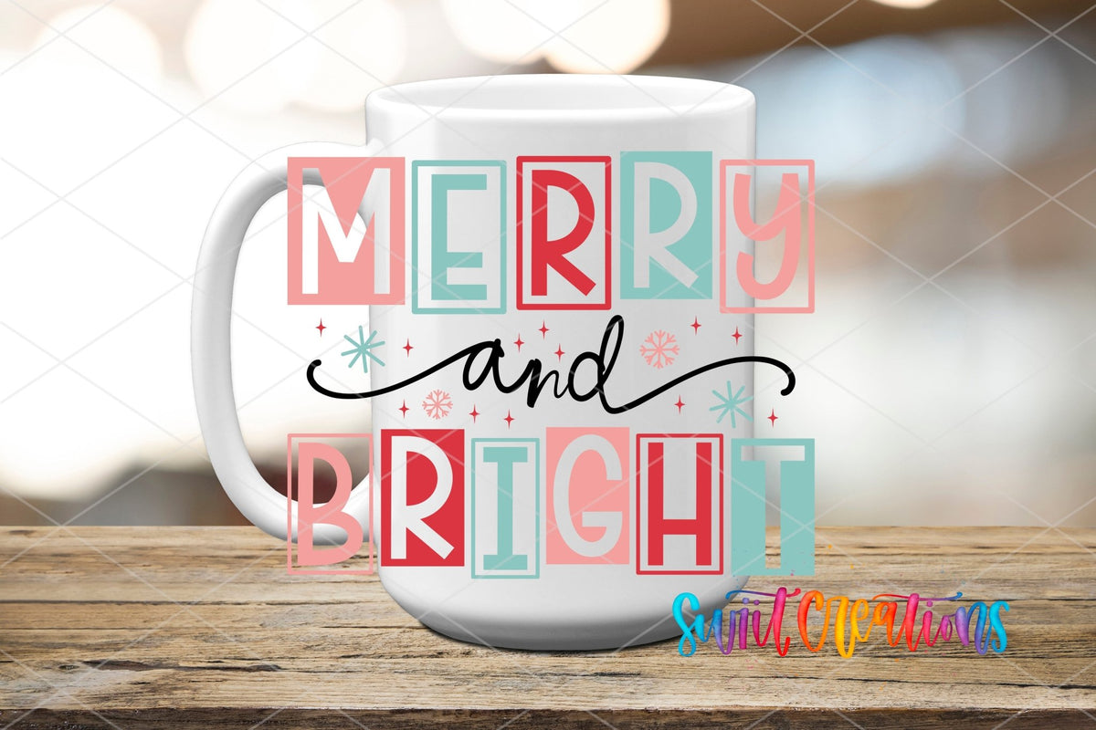 Merry and Bright Christmas UV DTF Cup Decal | UV1139 - Swiit Creations