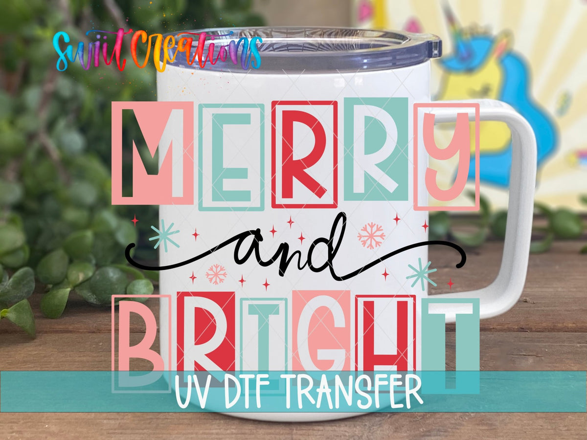Merry and Bright Christmas UV DTF Cup Decal | UV1139 - Swiit Creations