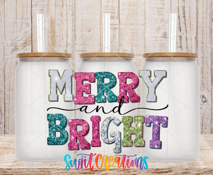Merry and Bright Christmas UV DTF Cup Decal | UV1201 - Swiit Creations