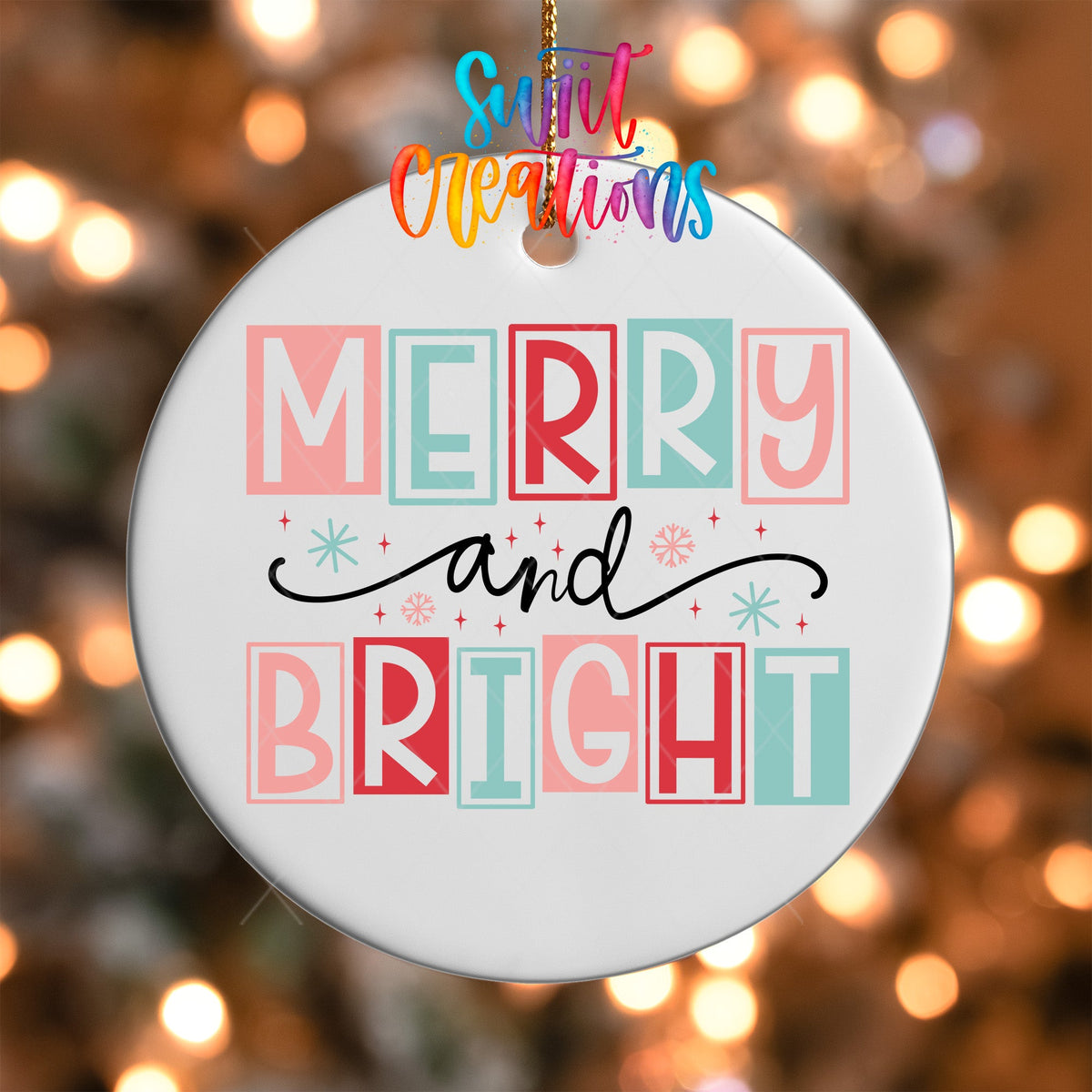 Merry and Bright Christmas UV DTF Ornament Transfer | O-1139 - Swiit Creations