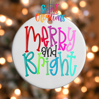 Merry and Bright Christmas UV DTF Ornament Transfer | O-1140 - Swiit Creations