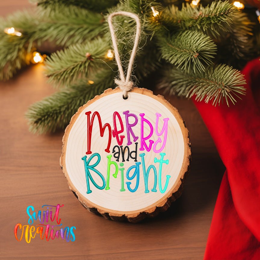 Merry and Bright Christmas UV DTF Ornament Transfer | O-1140 - Swiit Creations