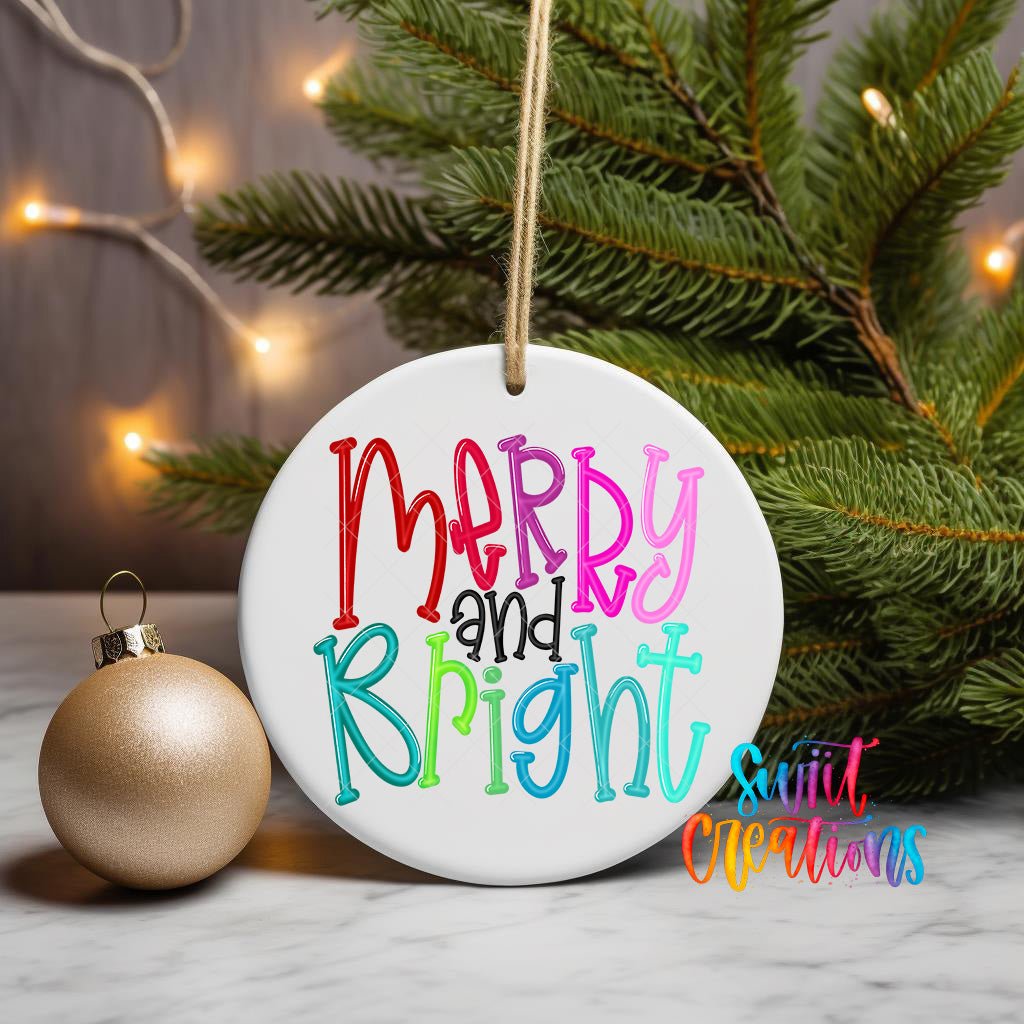 Merry and Bright Christmas UV DTF Ornament Transfer | O-1140 - Swiit Creations