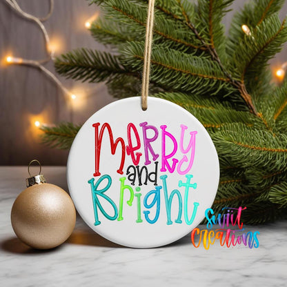Merry and Bright Christmas UV DTF Ornament Transfer | O-1140 - Swiit Creations