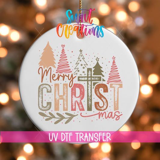 Merry and Bright Christmas UV DTF Ornament Transfer | O-1173 - Swiit Creations