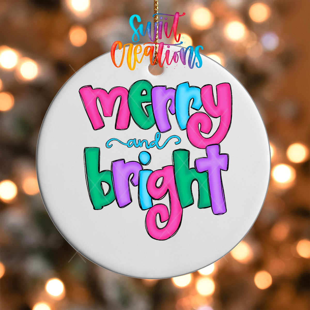 Merry and Bright Christmas UV DTF Ornament Transfer | O-1200 - Swiit Creations