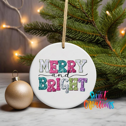 Merry and Bright Christmas UV DTF Ornament Transfer | O-1201 - Swiit Creations