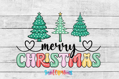 Merry Christmas Colorful Polka Dot Trees UV DTF Wrap | DTF231 - Swiit Creations