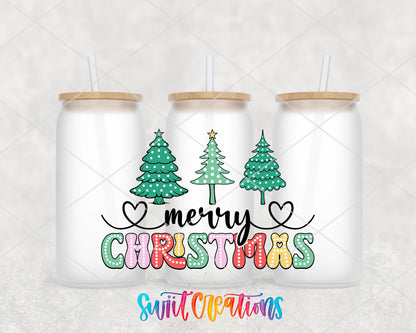 Merry Christmas Colorful Polka Dot Trees UV DTF Wrap | DTF231 - Swiit Creations