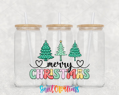 Merry Christmas Colorful Polka Dot Trees UV DTF Wrap | DTF231 - Swiit Creations