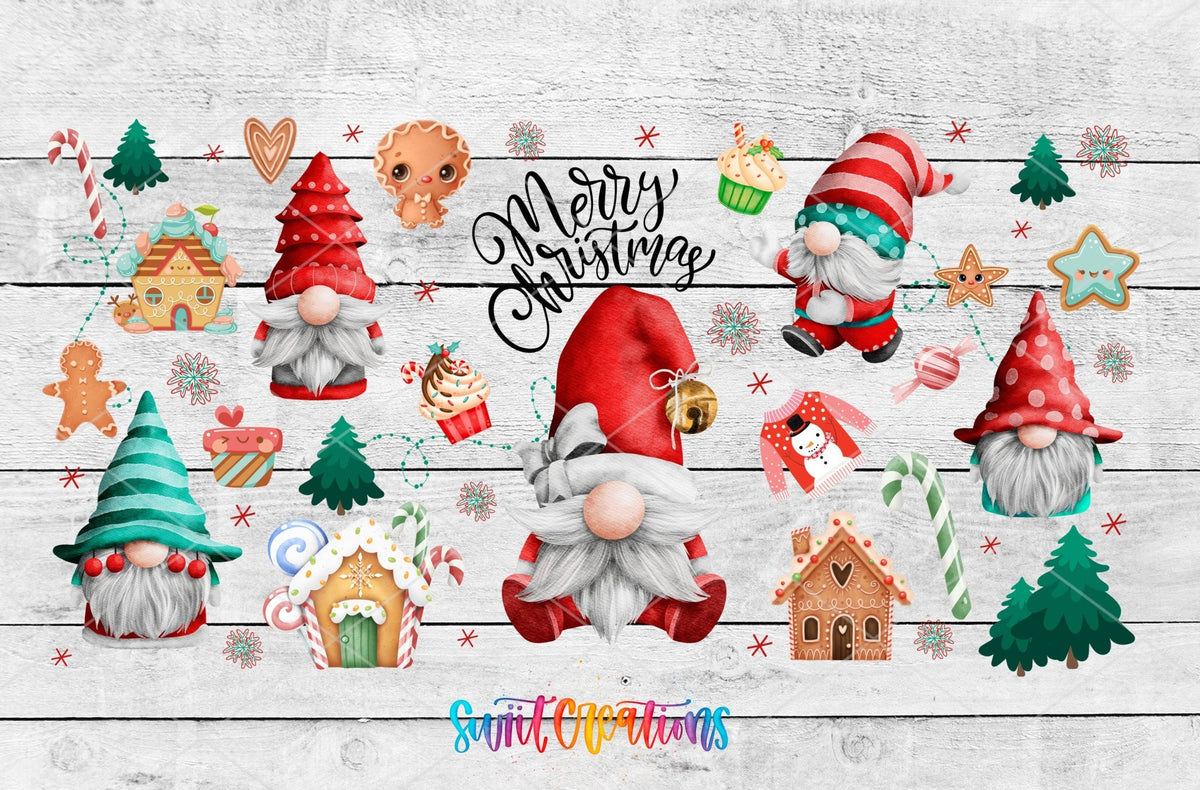 Merry Christmas Gnome UV DTF Transfer Tumbler Wrap | DTF135 - Swiit Creations
