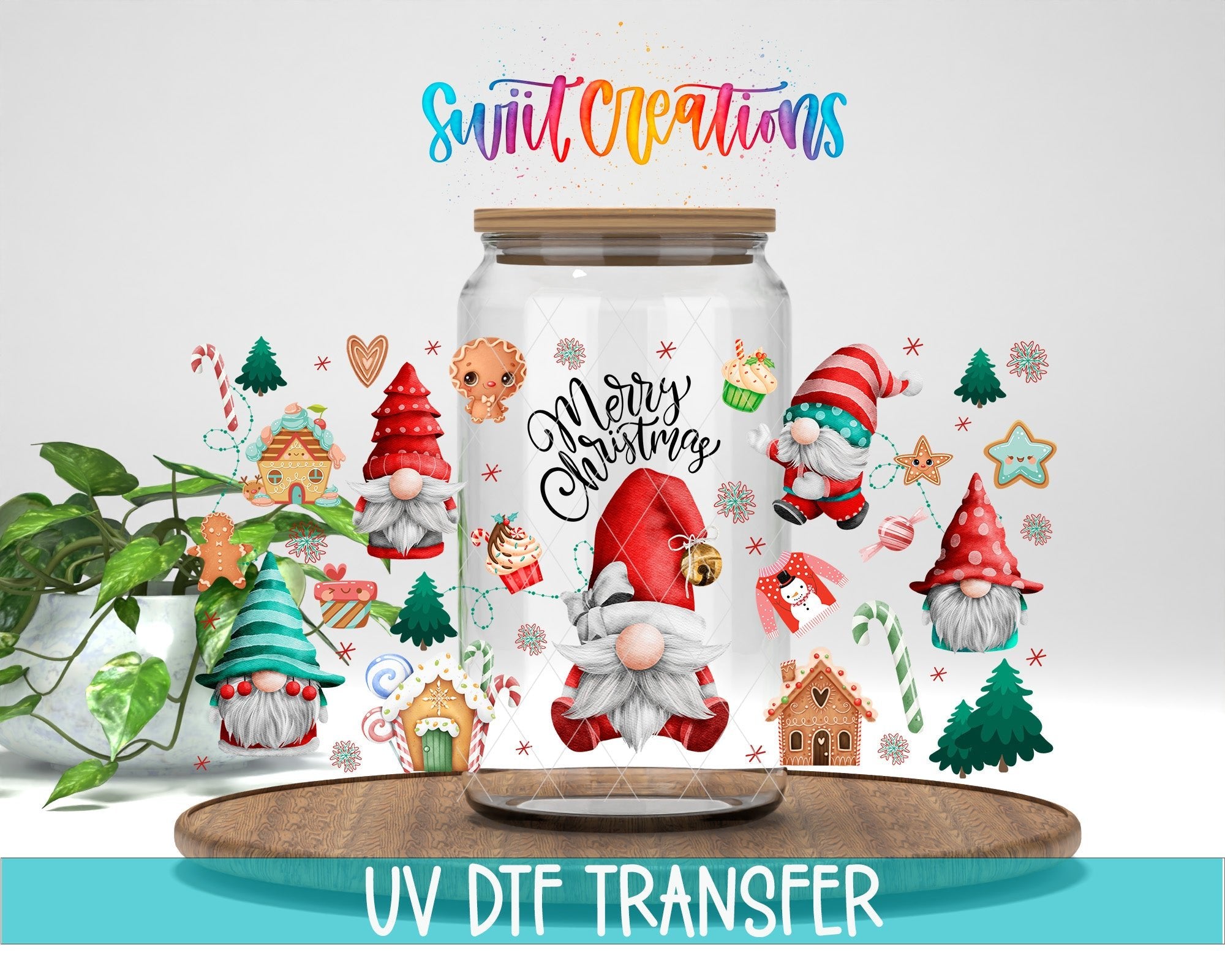 Merry Christmas Gnome UV DTF Transfer Tumbler Wrap | DTF135 - Swiit Creations