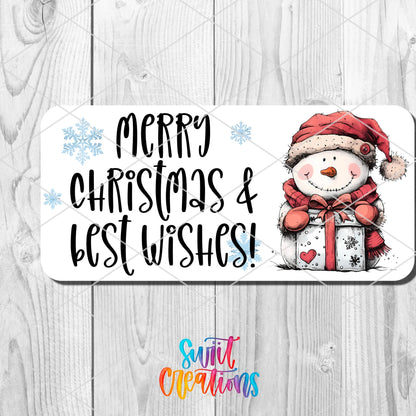 Merry Christmas Snowman Sticker | Holiday Gift Tag | SB51 - Swiit Creations
