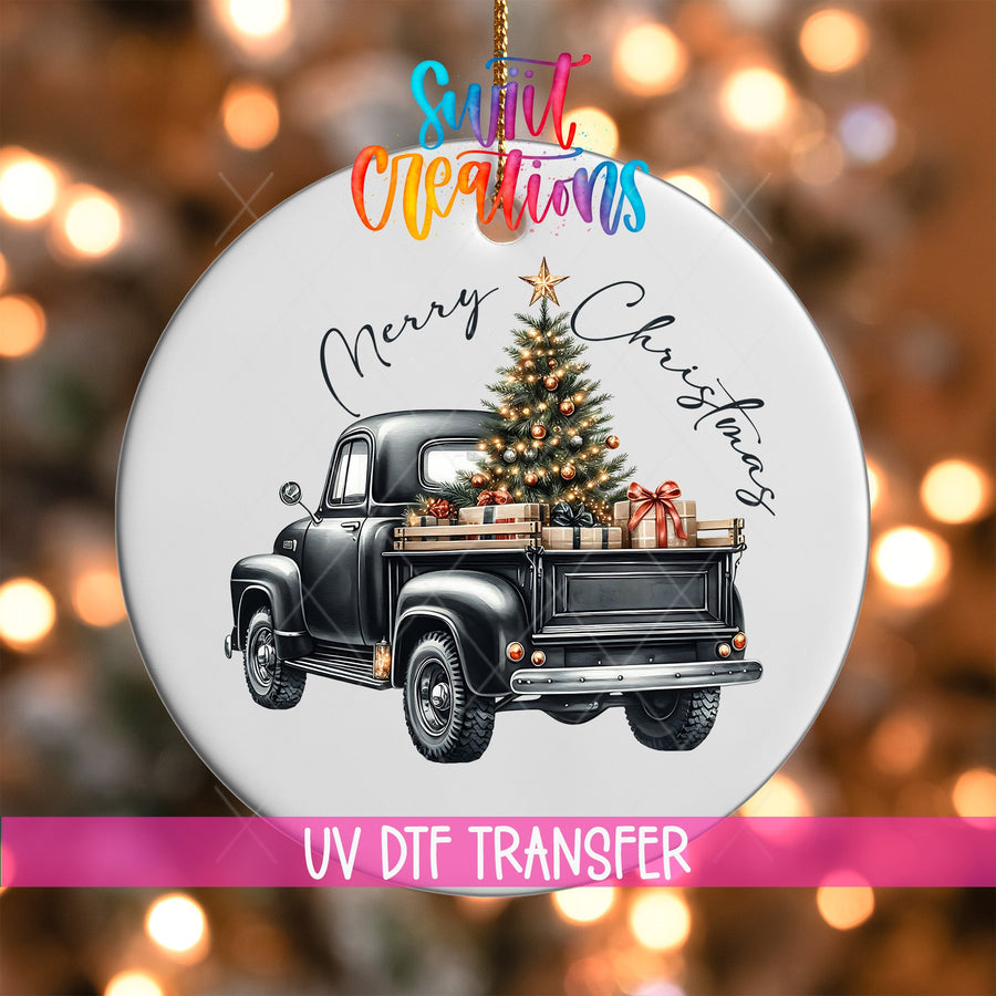 Merry Christmas Truck UV DTF Ornament Transfer | O-1320