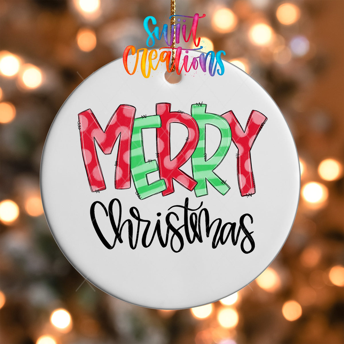 Merry Christmas UV DTF Ornament Transfer | O-1155 - Swiit Creations