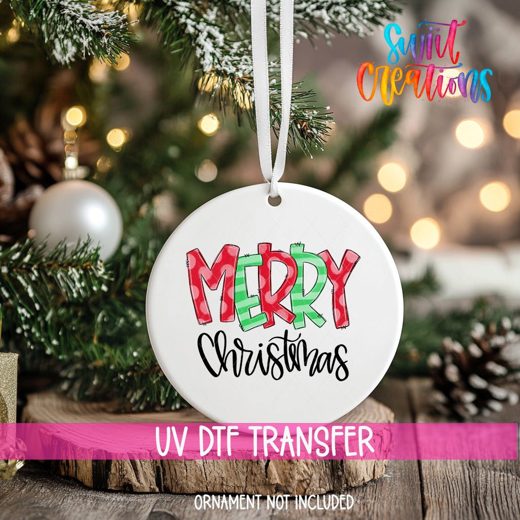 Merry Christmas UV DTF Ornament Transfer | O-1155 - Swiit Creations