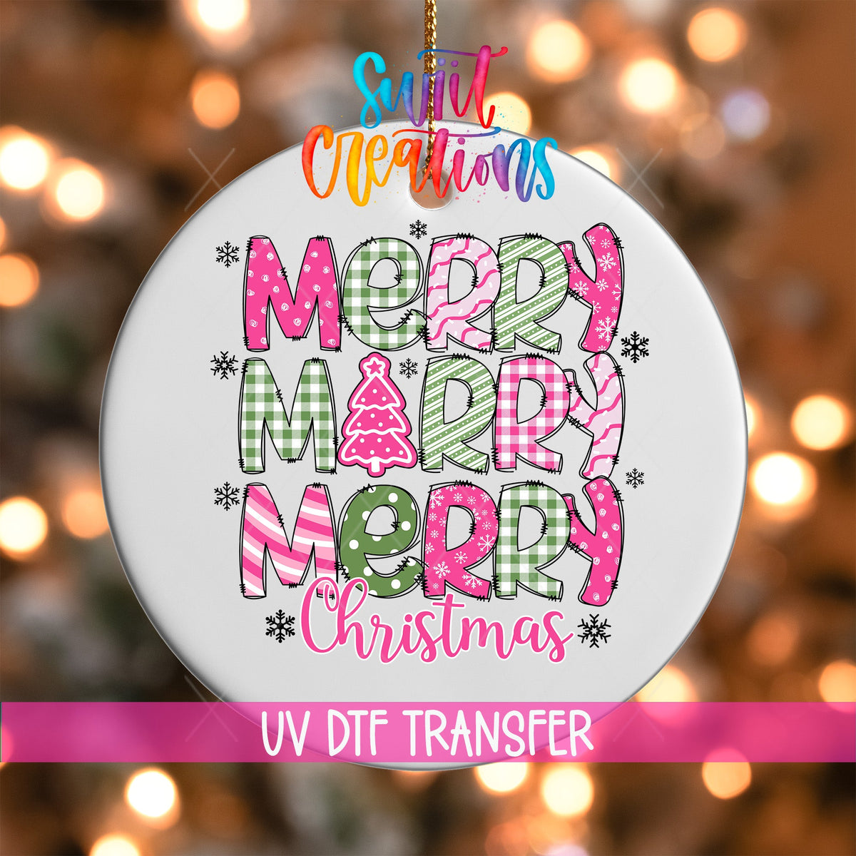 Merry Christmas UV DTF Ornament Transfer | O-1214 - Swiit Creations