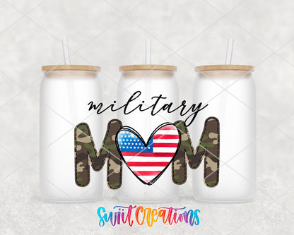 Military Mom UV DTF Transfer Tumbler Wrap | Camo American Flag Patriotic | DTF254 - Swiit Creations