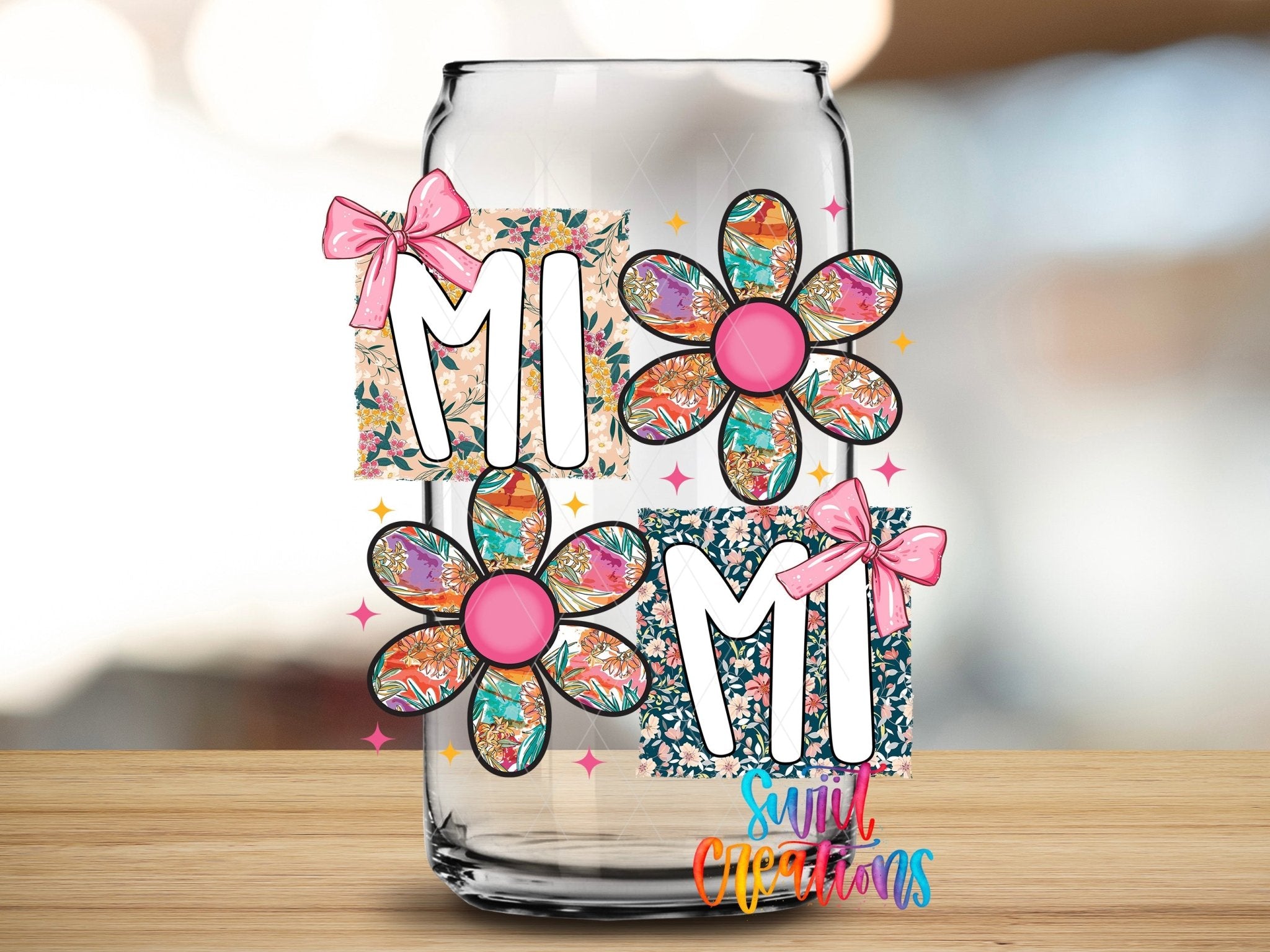 Mimi Floral Patchwork Daisy UV DTF Tumbler Transfer Decal | UV2025 - Swiit Creations