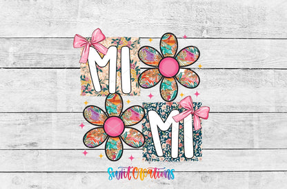 Mimi Floral Patchwork Daisy UV DTF transfer shown as a full artwork preview from Swiit Creations