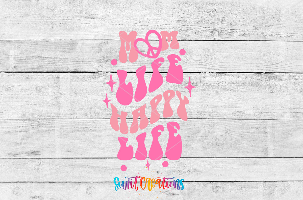 Mom Life Happy Life motel keychain UV DTF transfer artwork preview by Swiit Creations