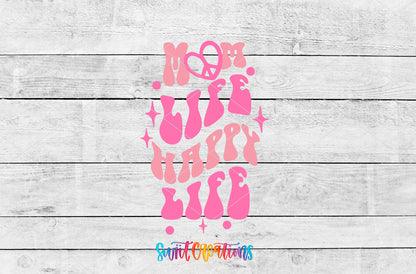 Mom Life Happy Life motel keychain UV DTF transfer artwork preview by Swiit Creations
