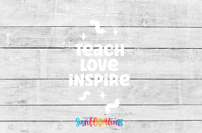 Teach Love Inspire motel keychain UV DTF transfer artwork preview by Swiit Creations