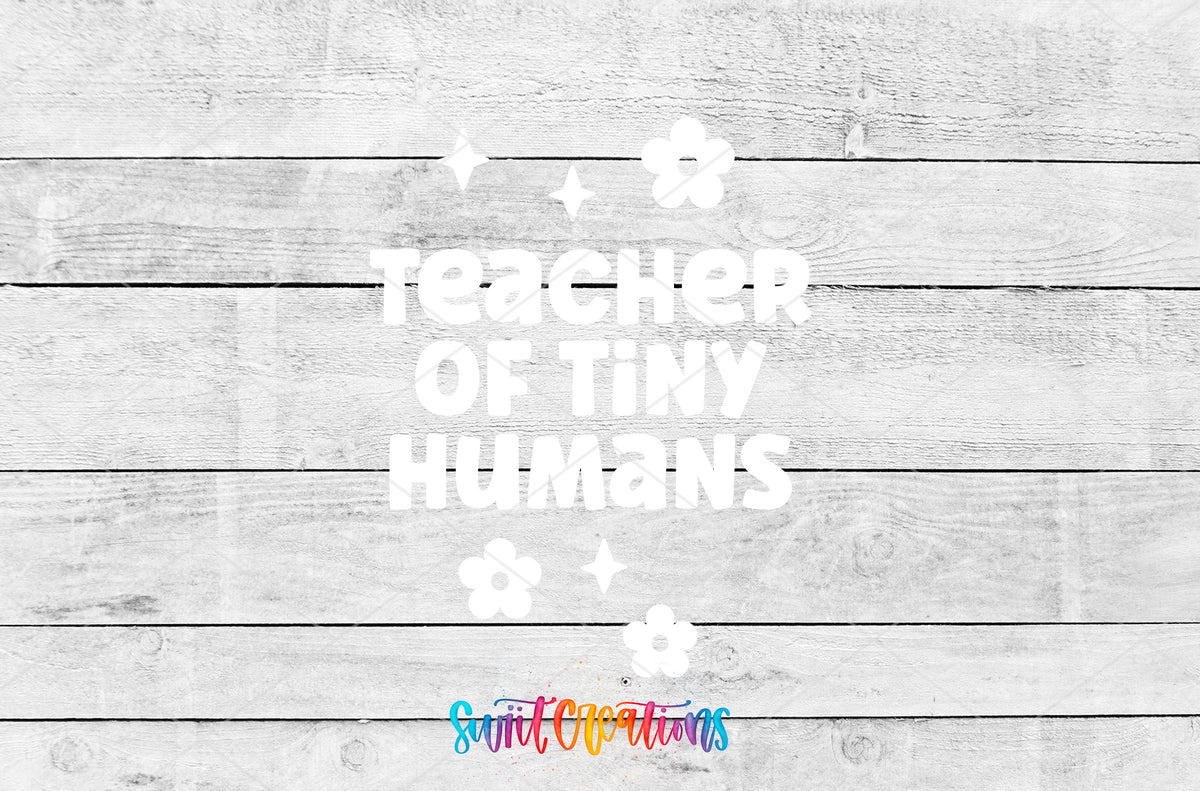 Teacher of Tiny Humans motel keychain UV DTF transfer artwork preview by Swiit Creations