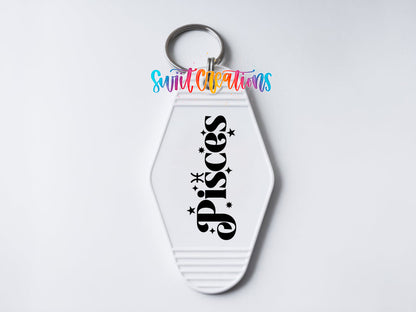 Pisces motel keychain UV DTF transfer clean keychain mockup by Swiit Creations