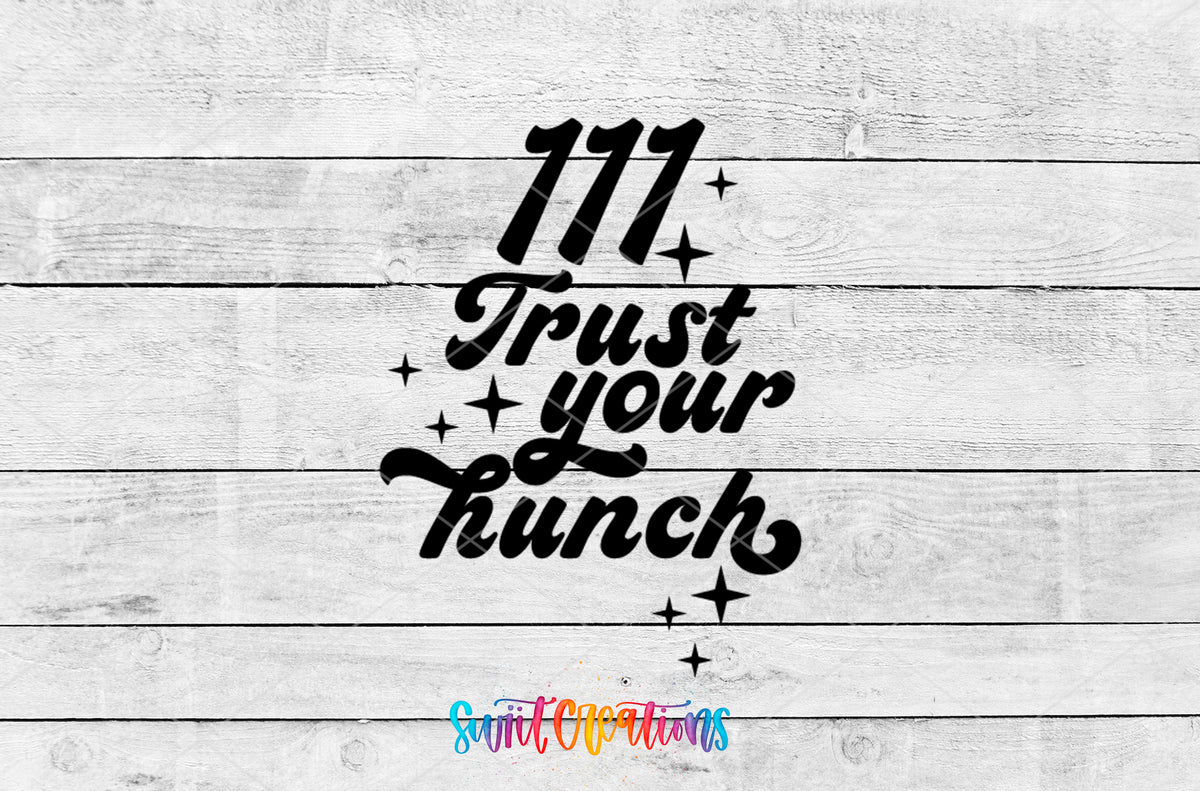 111 Trust Your Hunch motel keychain UV DTF transfer artwork preview by Swiit Creations