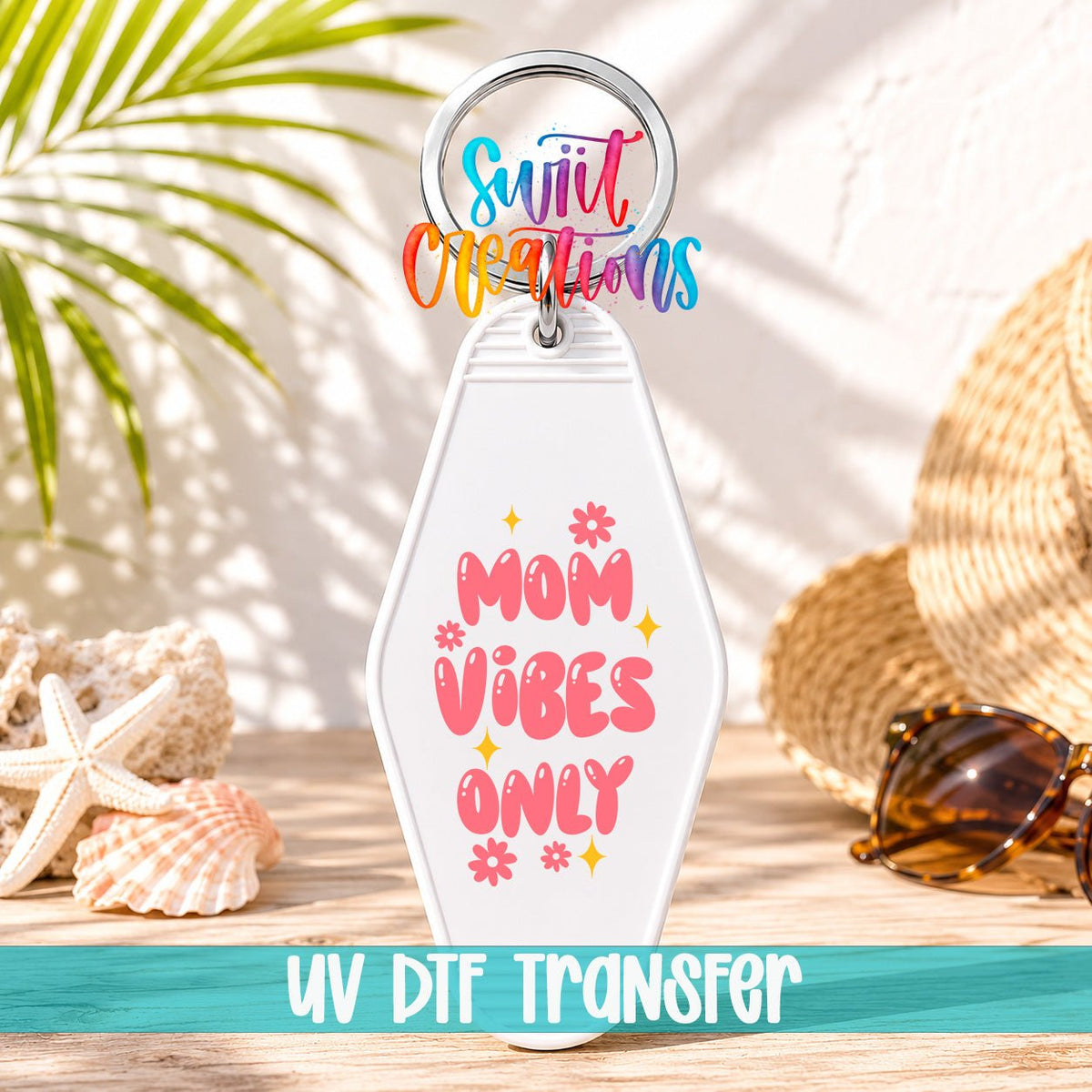 Mom Vibes Only Motel Keychain UV DTF Transfer | Retro Floral Mom Decal | MK2189 - Swiit Creations