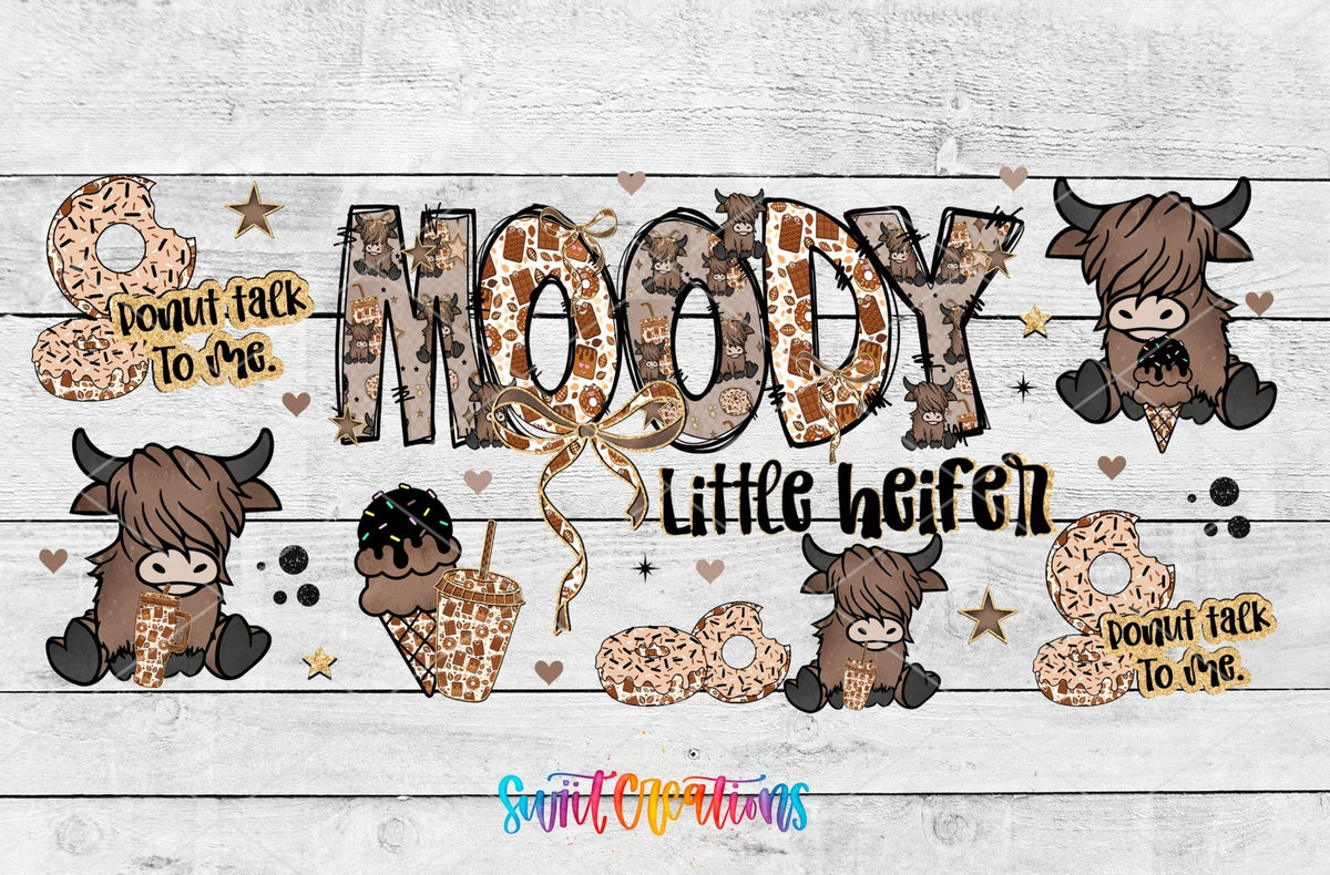 Moody Little Heifer UV DTF Transfer Tumbler Wrap Cute Cow Donut Coffee | DTF320 - Swiit Creations