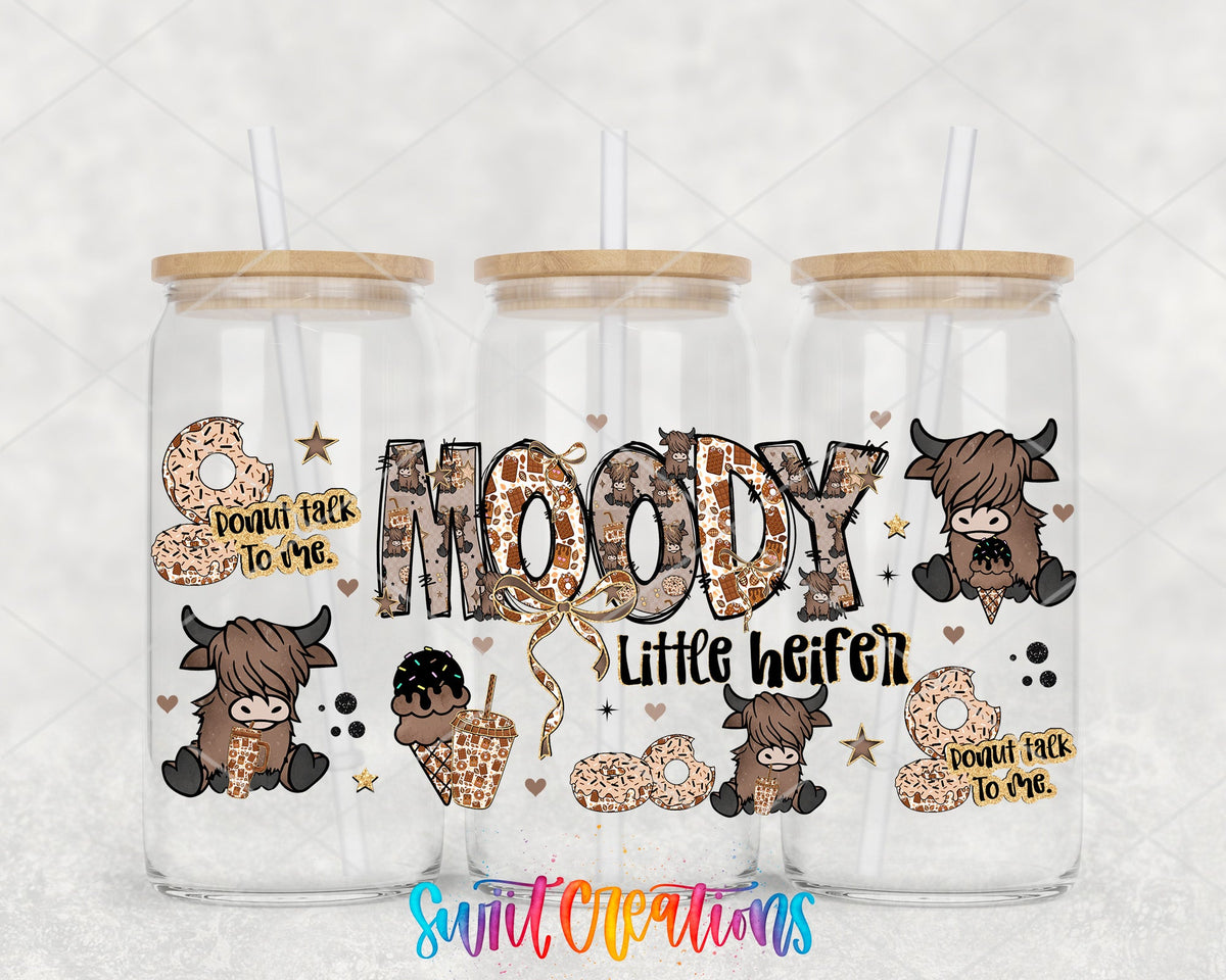 Moody Little Heifer UV DTF Transfer Tumbler Wrap Cute Cow Donut Coffee | DTF320 - Swiit Creations