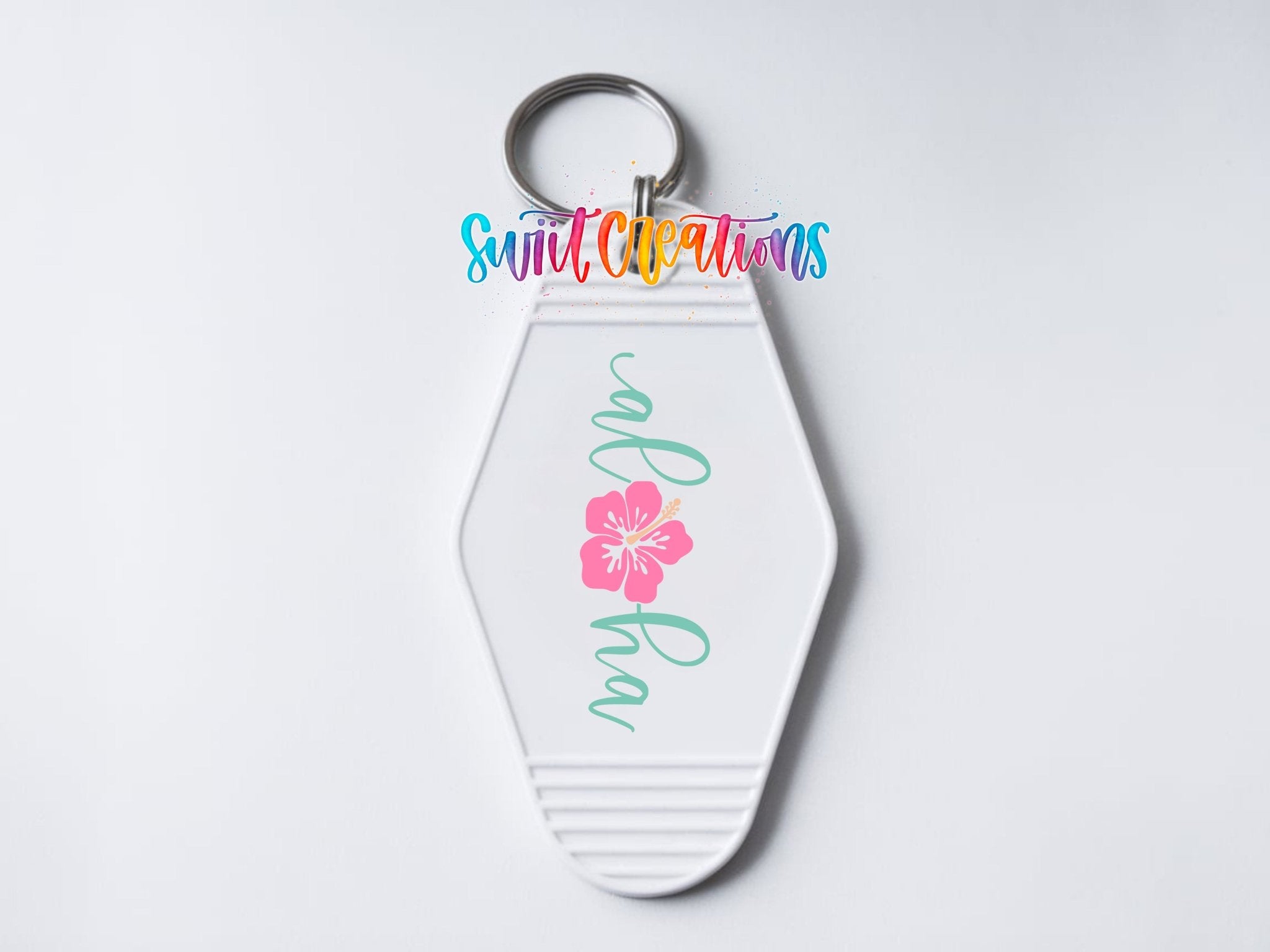 Motel Keychain Decal, Aloha Hibiscus UV DTF Transfer | MK2052 - Swiit Creations