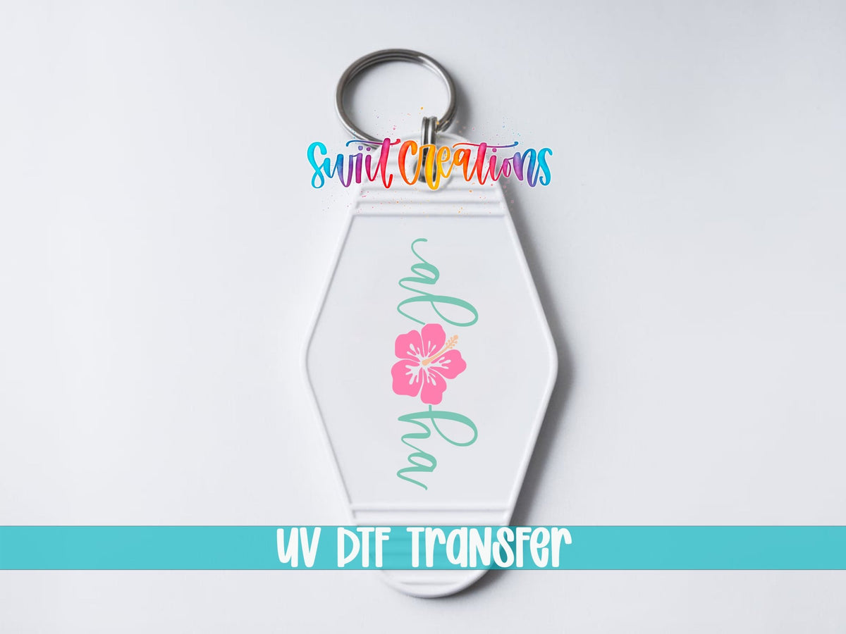 Motel Keychain Decal, Aloha Hibiscus UV DTF Transfer | MK2052 - Swiit Creations