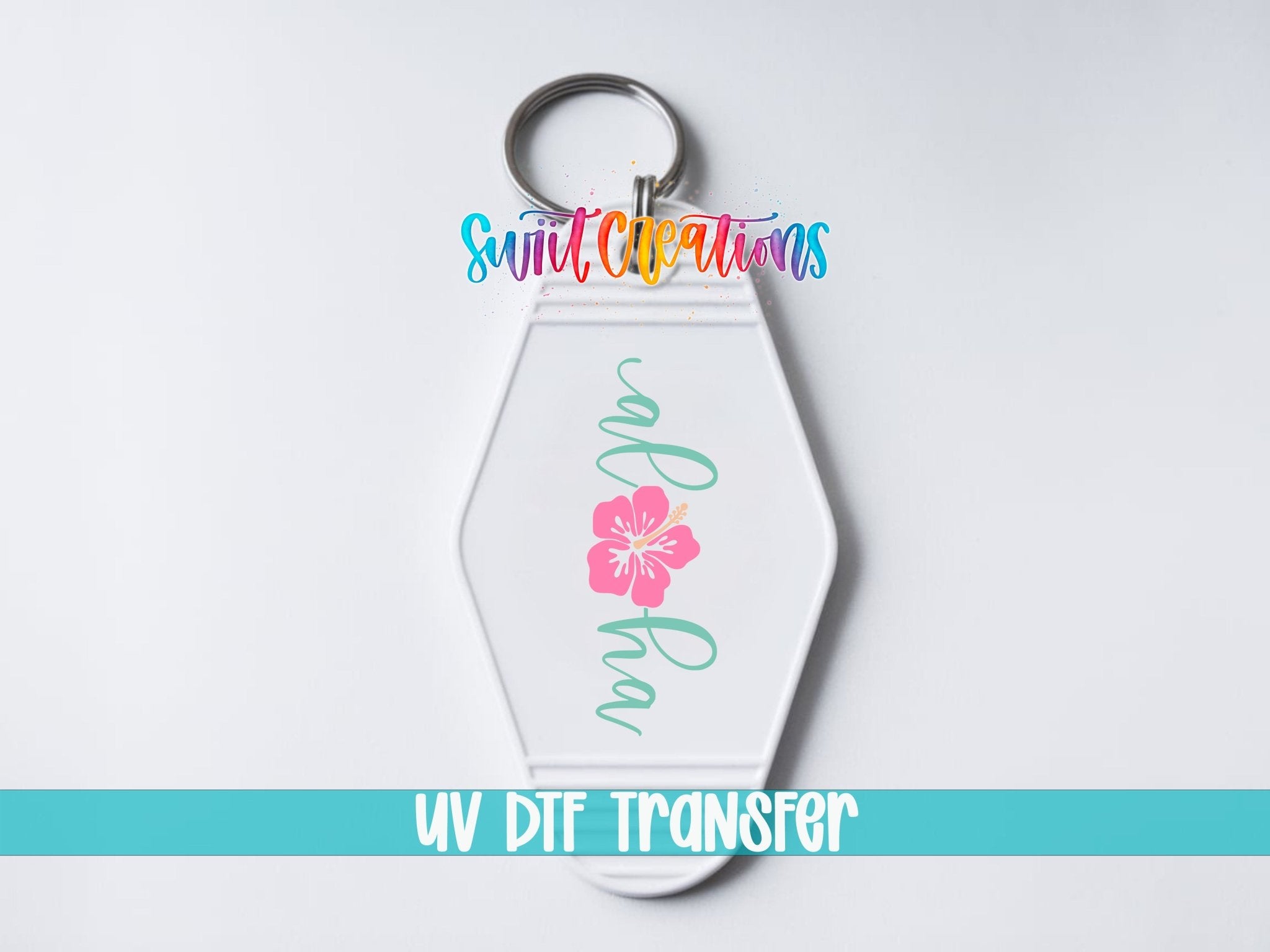 Motel Keychain Decal, Aloha Hibiscus UV DTF Transfer | MK2052 - Swiit Creations